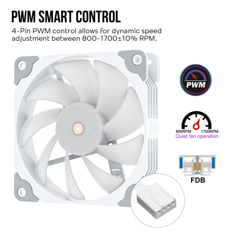 Vetroo V5 CPU Air Cooler with 5 Heat Pipes 120mm FDB PWM Processor Cooling for Intel LGA 1851/1700/1200/115X AMD AM5/AM4, Addressable RGB Lights Sync - White - Image 4